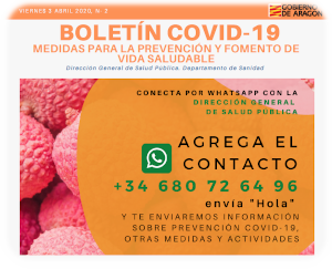 Segunda Edición del Boletín COVID-19 de la Dirección General de Salud pública del Gobierno de Aragón